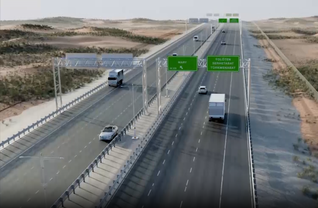 Глава Туркменистана принял участие в запуске нового участка автотрассы между областями